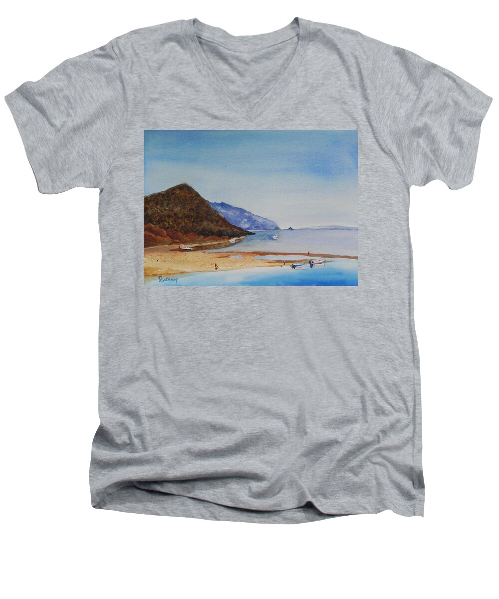 Hawaii Men's V-Neck T-Shirt featuring the painting Hawaii by Christine Lathrop