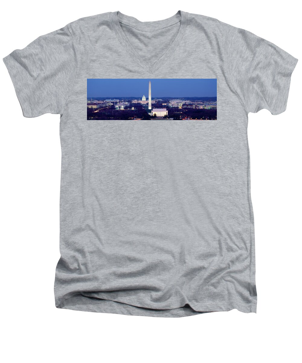 Photography Men's V-Neck T-Shirt featuring the photograph High Angle View Of A City, Washington by Panoramic Images