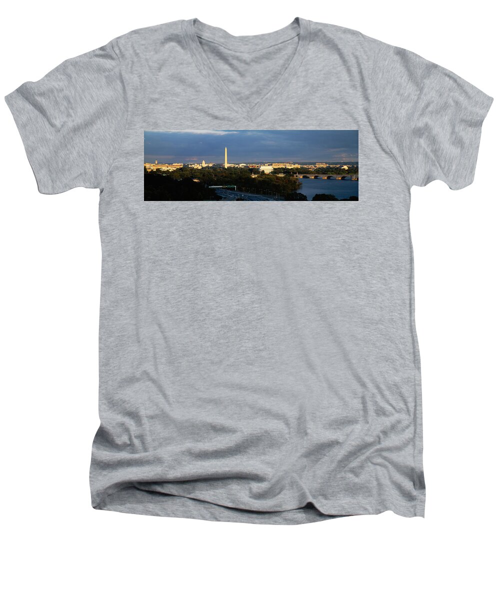 Photography Men's V-Neck T-Shirt featuring the photograph High Angle View Of A Monument by Panoramic Images
