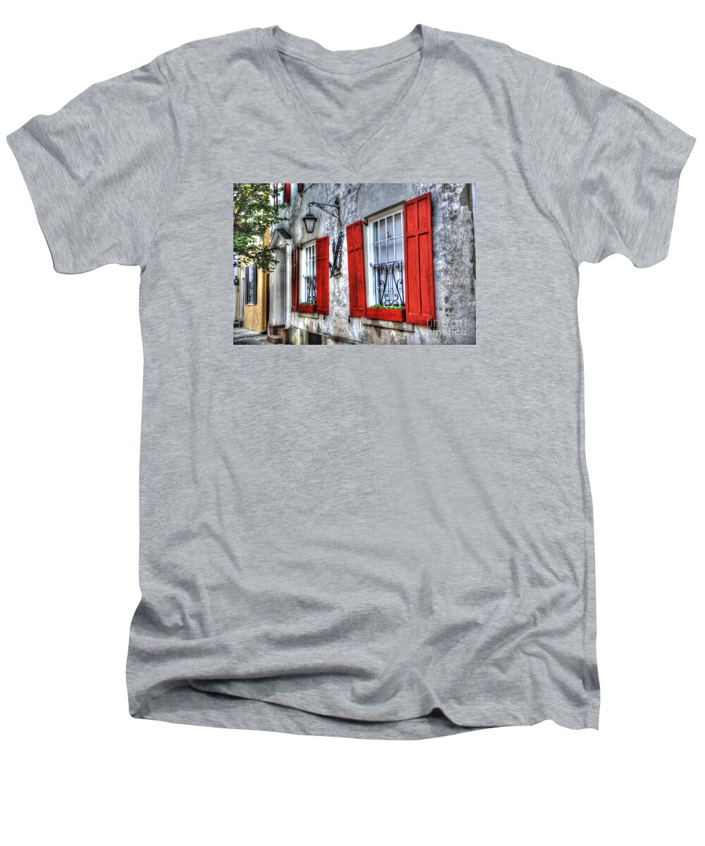 Historic Men's V-Neck T-Shirt featuring the photograph Historic Charleston Pirates House by Dale Powell