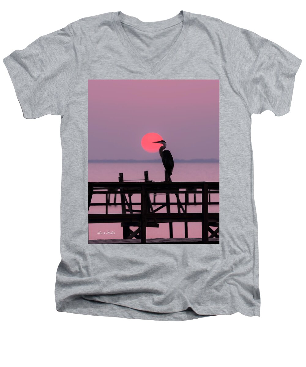 Sunset Men's V-Neck T-Shirt featuring the photograph Hold Still by Maria Nesbit