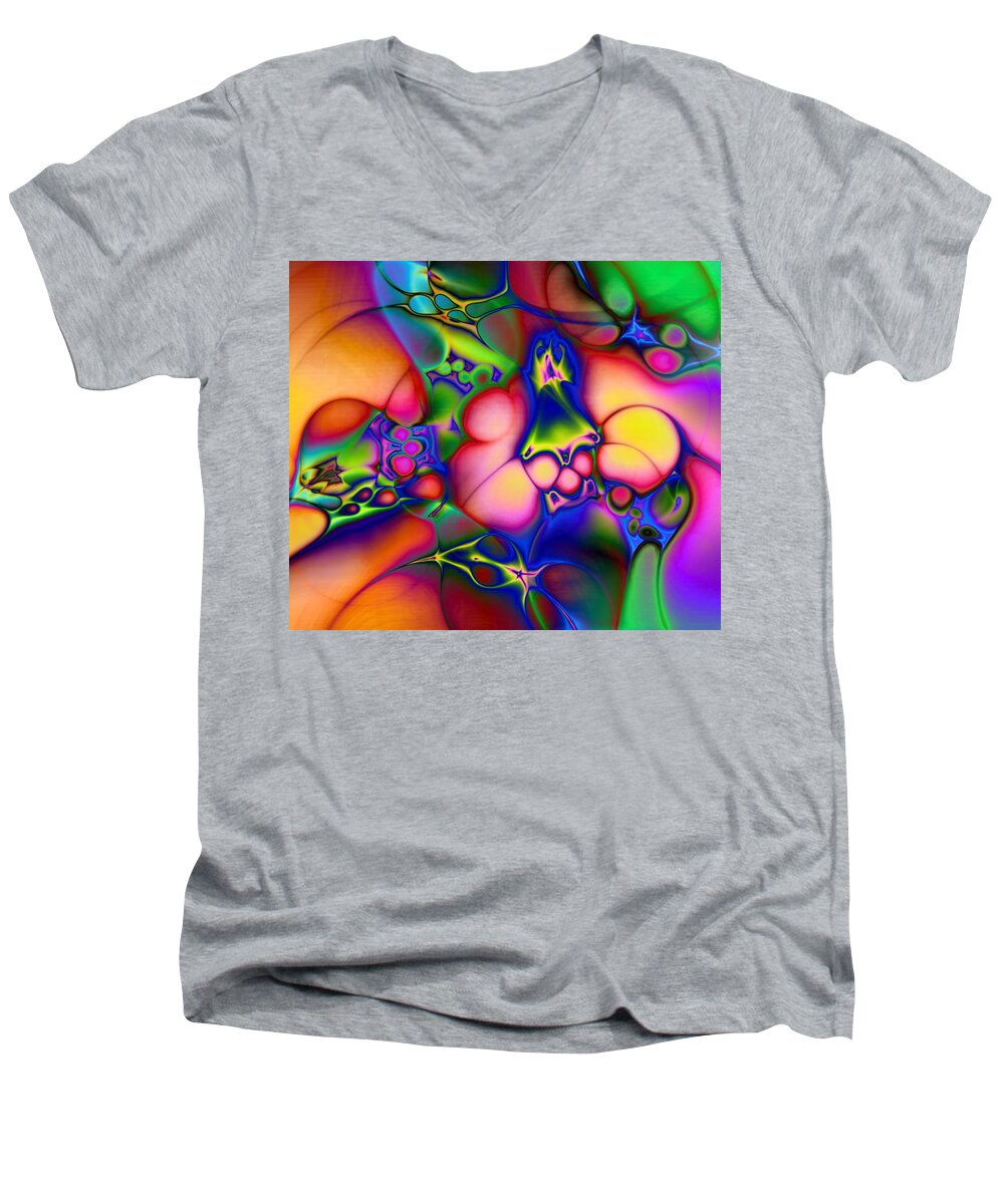 Abstract Men's V-Neck T-Shirt featuring the digital art I Don't Think We're In Kansas Anymore by Casey Kotas