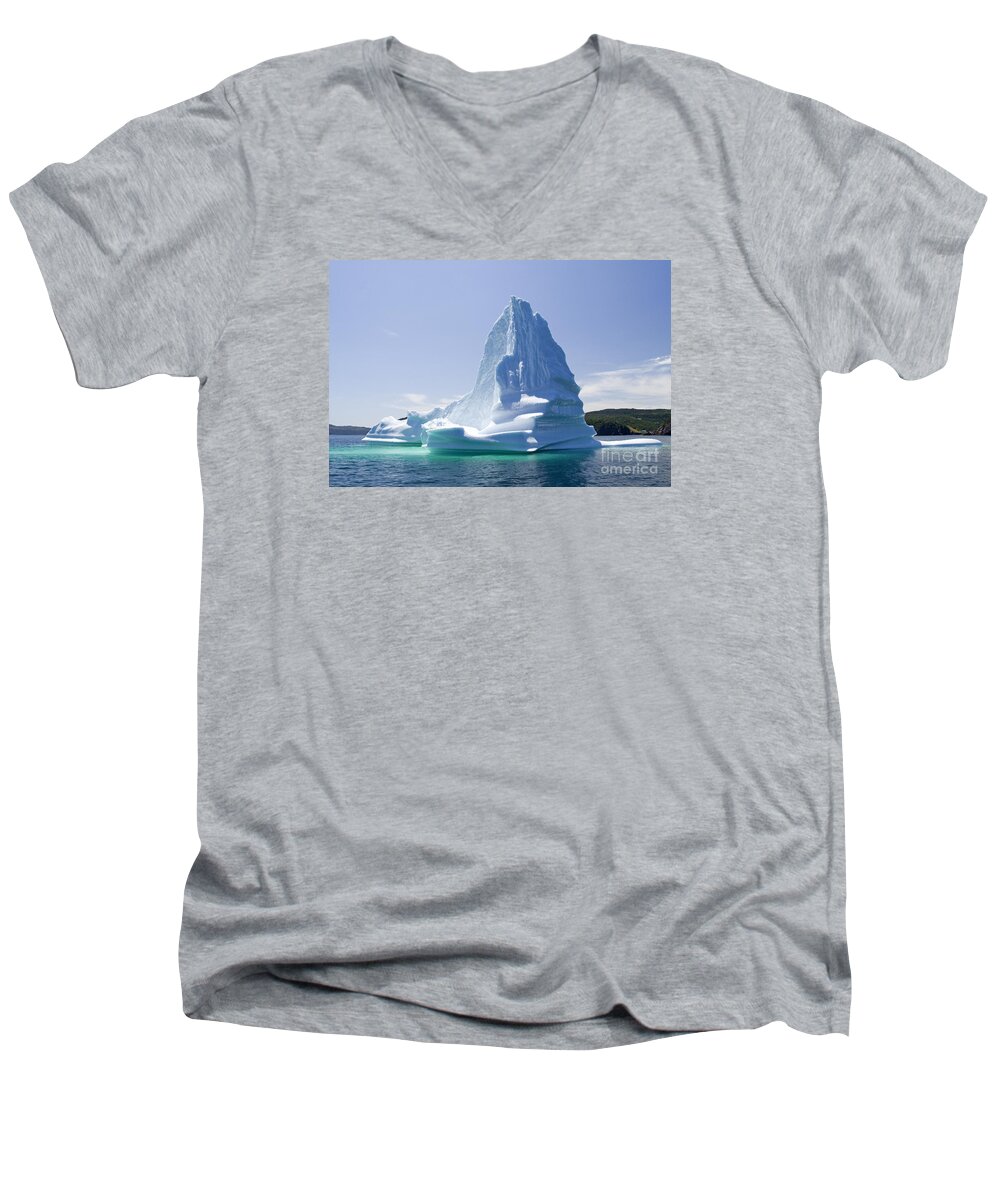 Iceberg Men's V-Neck T-Shirt featuring the photograph Iceberg Canada by Liz Leyden