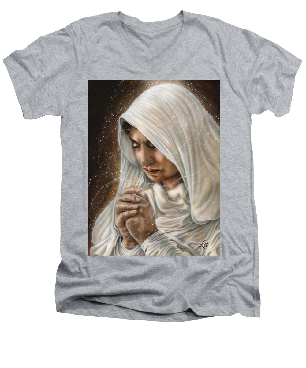 North Dakota Artist Men's V-Neck T-Shirt featuring the painting Immaculate Conception - Mothers Joy by Wayne Pruse