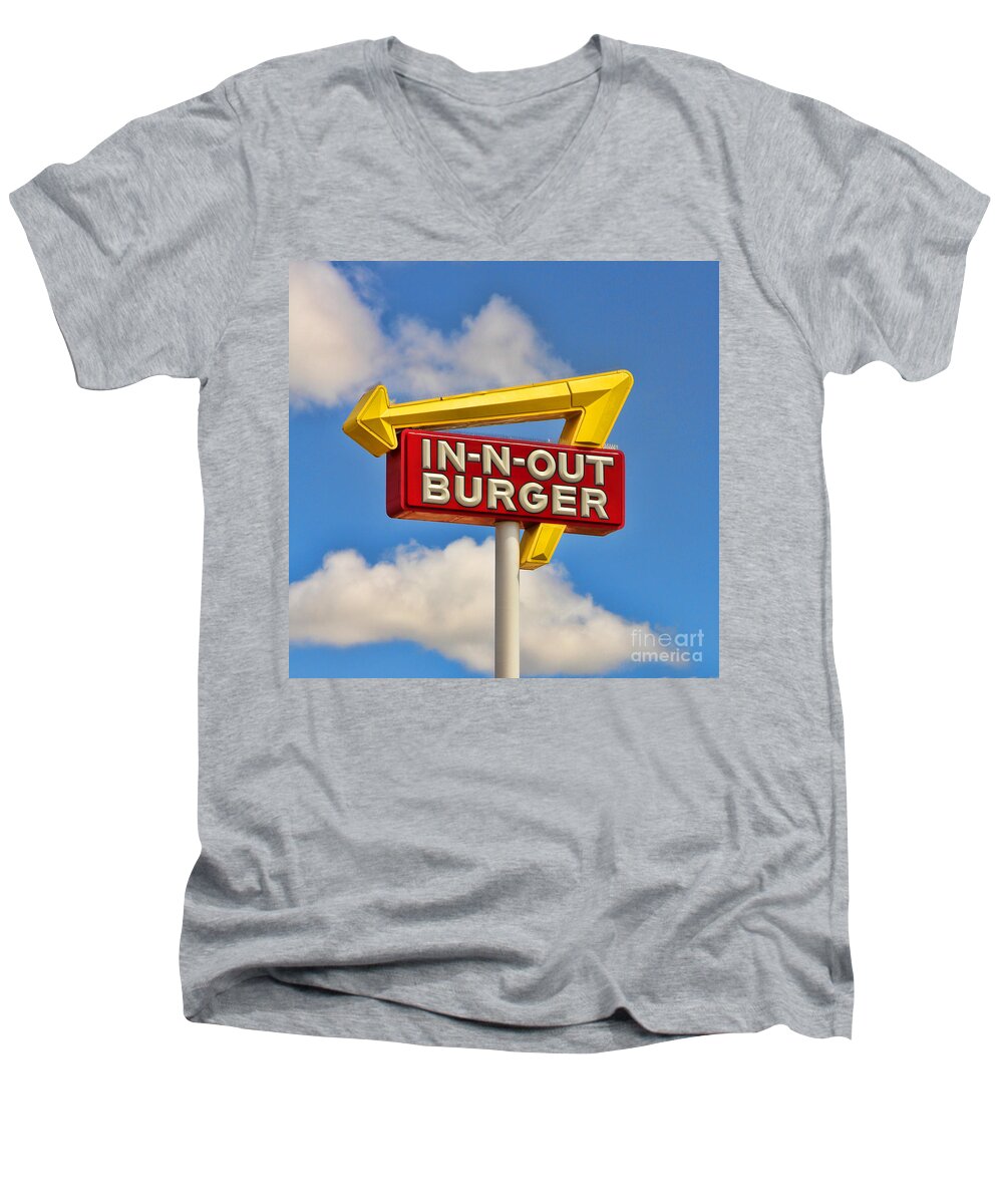 In N Out Men's V-Neck T-Shirt featuring the photograph In N Out Burger 6946 by Jack Schultz