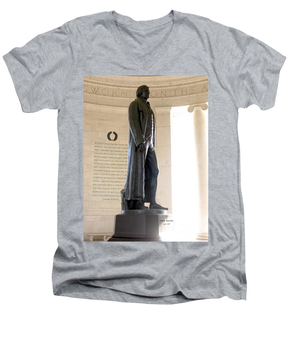 Washington Men's V-Neck T-Shirt featuring the photograph Jefferson Memorial in Washington DC by Olivier Le Queinec