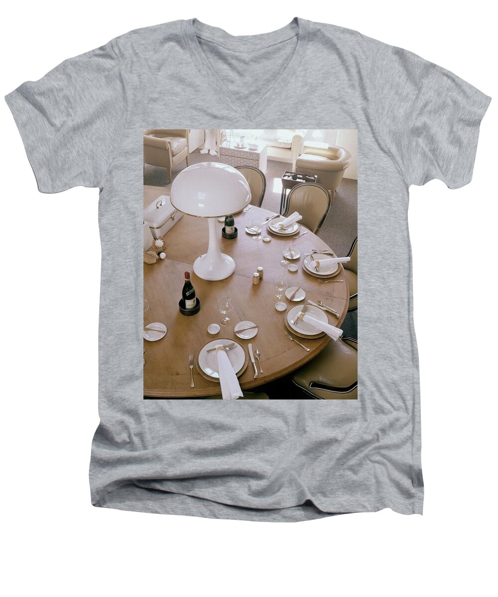 Home Men's V-Neck T-Shirt featuring the photograph John Dickinson's Dining Table by Fred Lyon