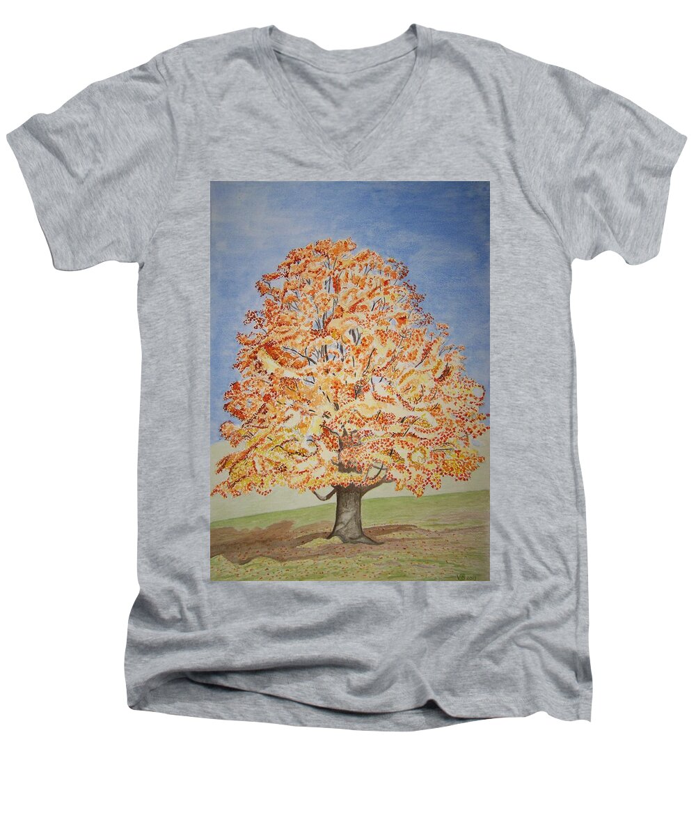 Maple Men's V-Neck T-Shirt featuring the painting Jolanda's Maple Tree by Vera Smith