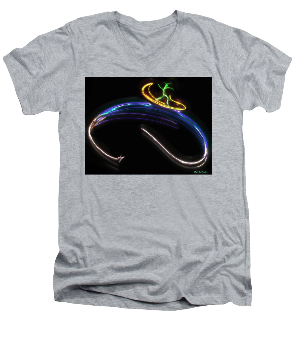 Surfing Men's V-Neck T-Shirt featuring the digital art Koko Catches a Wave by RC DeWinter