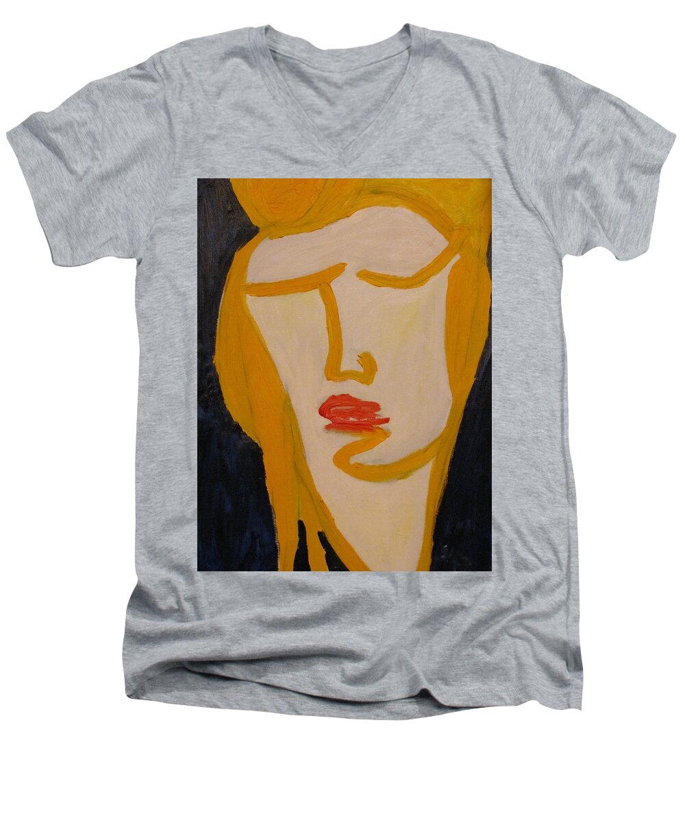 L.a. Woman Men's V-Neck T-Shirt featuring the painting L.A. Woman by Shea Holliman
