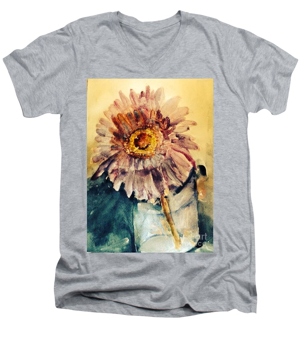 Flower Men's V-Neck T-Shirt featuring the painting Last Act by Sherry Harradence