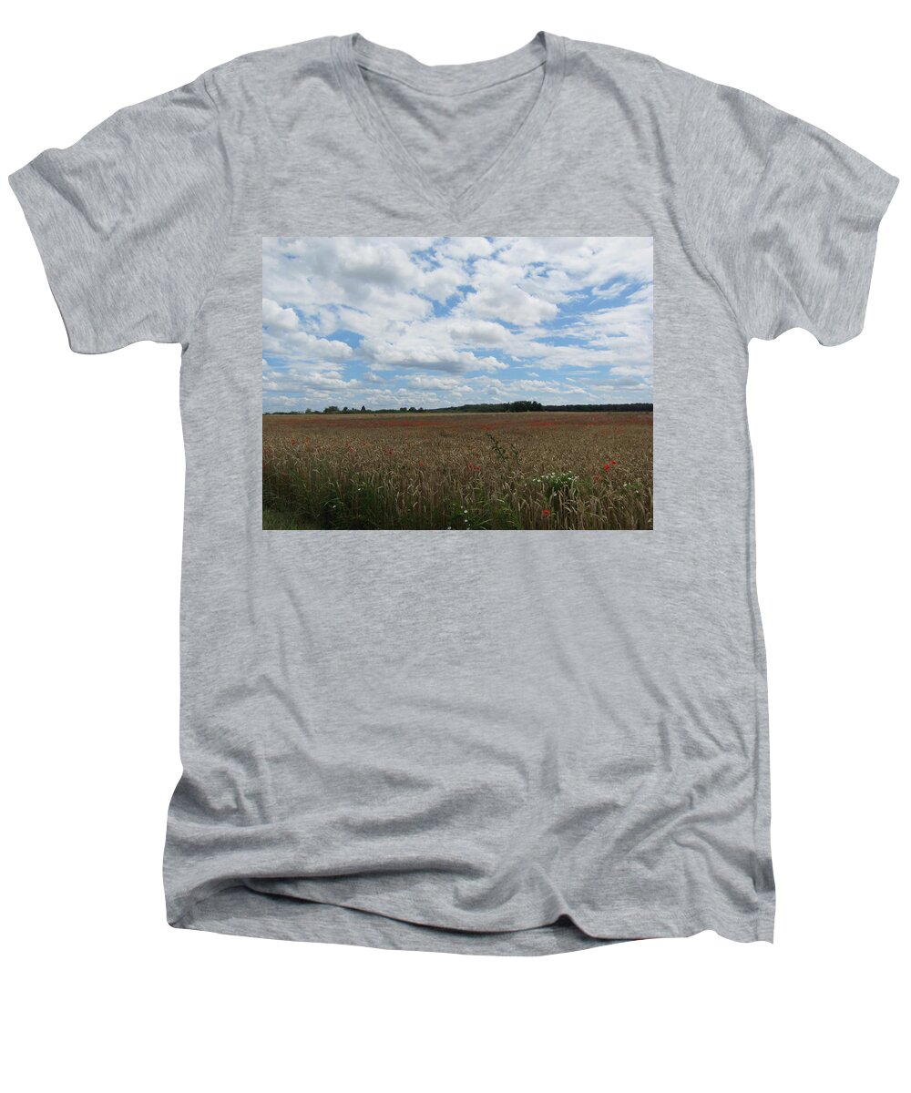 Poppy Men's V-Neck T-Shirt featuring the photograph Last of the Poppies by Pema Hou