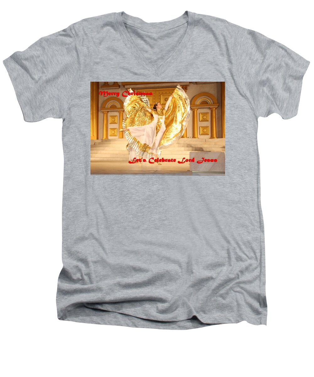 Christmas Men's V-Neck T-Shirt featuring the photograph Let's Celebrate Lord Jesus4 by Terry Wallace