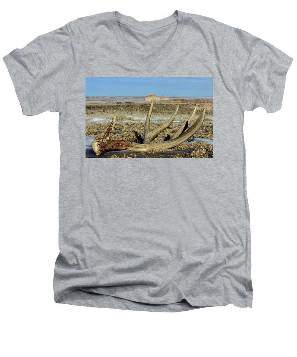 Pawnee Buttes Men's V-Neck T-Shirt featuring the photograph Life Above The Buttes by Shane Bechler