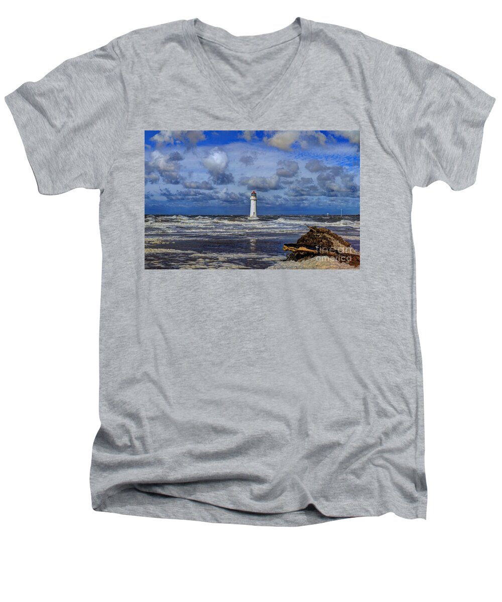 Lighthouse Men's V-Neck T-Shirt featuring the photograph Lighthouse by Spikey Mouse Photography