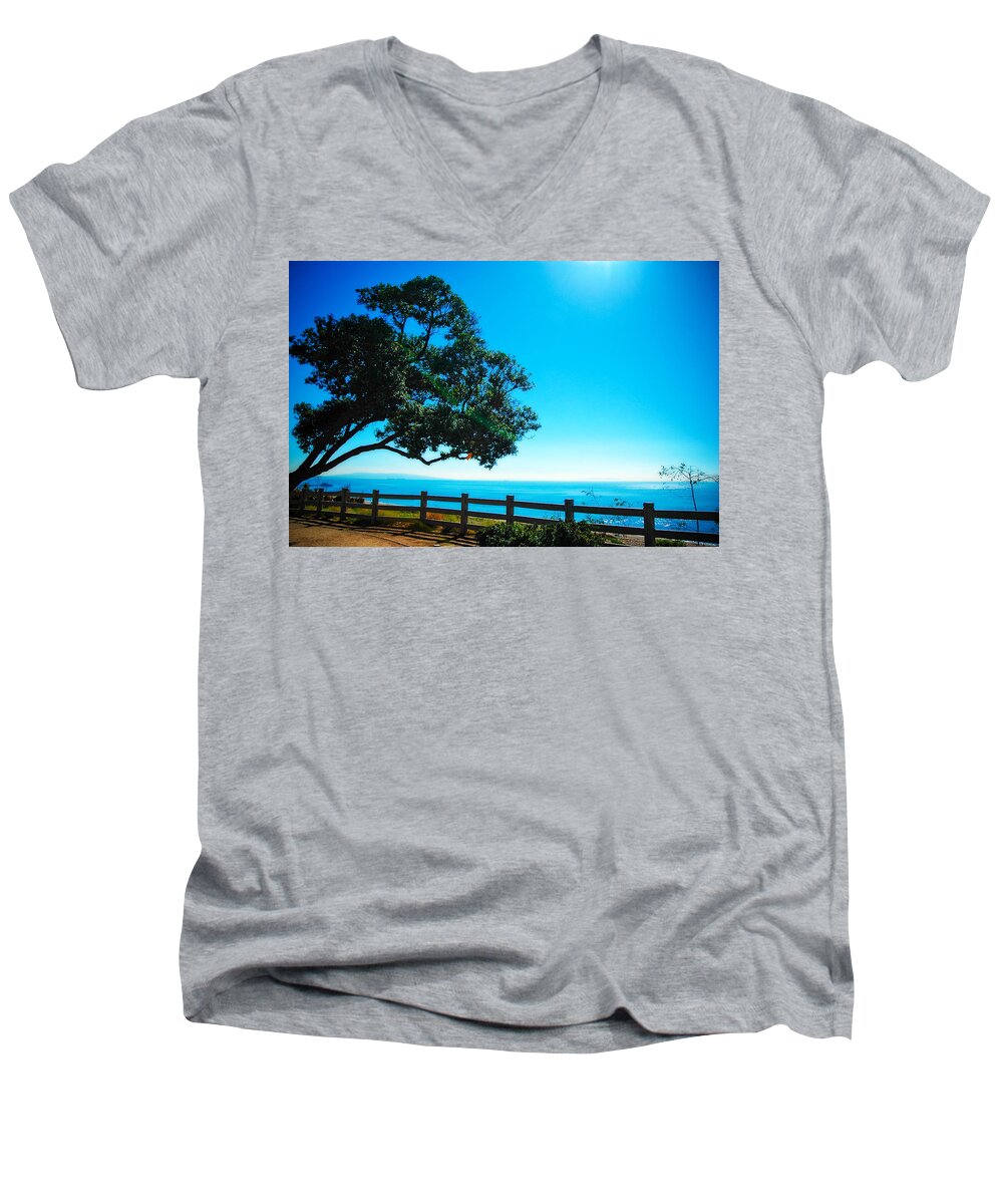 Tree Men's V-Neck T-Shirt featuring the photograph Longing for the Sea by Eric Benjamin