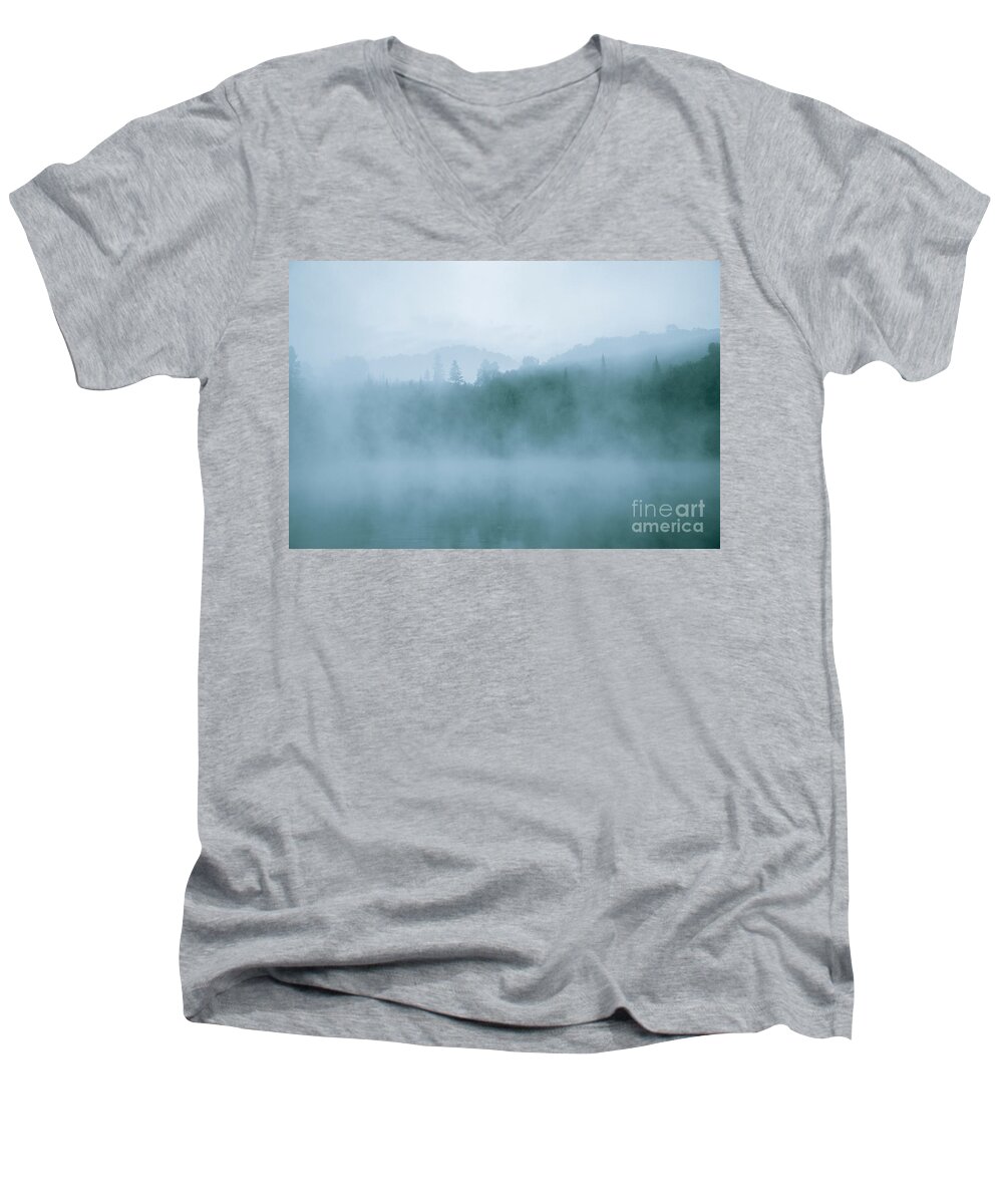 Fog Men's V-Neck T-Shirt featuring the photograph Lost In Fog Over Lake by Jola Martysz
