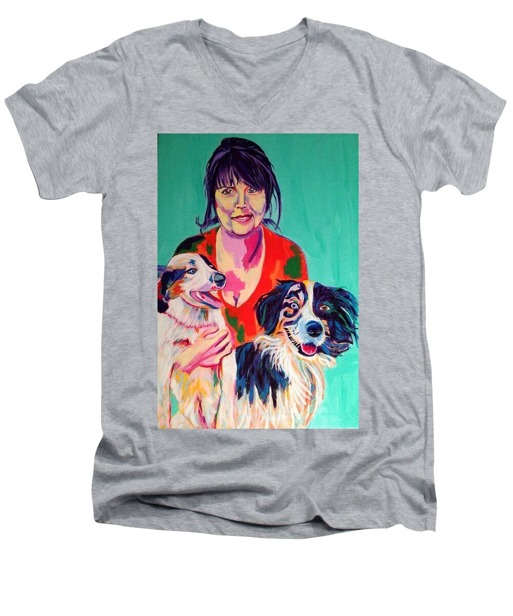 Spontaneous Realism Men's V-Neck T-Shirt featuring the painting Melinda by Janice Westfall