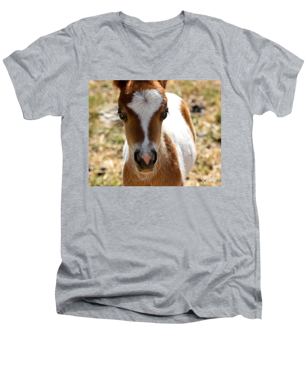 Mini Horse Men's V-Neck T-Shirt featuring the photograph Mini Mini by Ann Ranlett