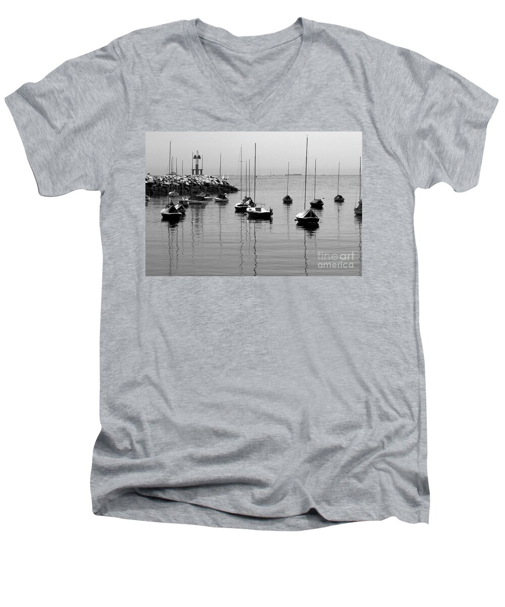 Boating Men's V-Neck T-Shirt featuring the photograph Moored by Eunice Miller