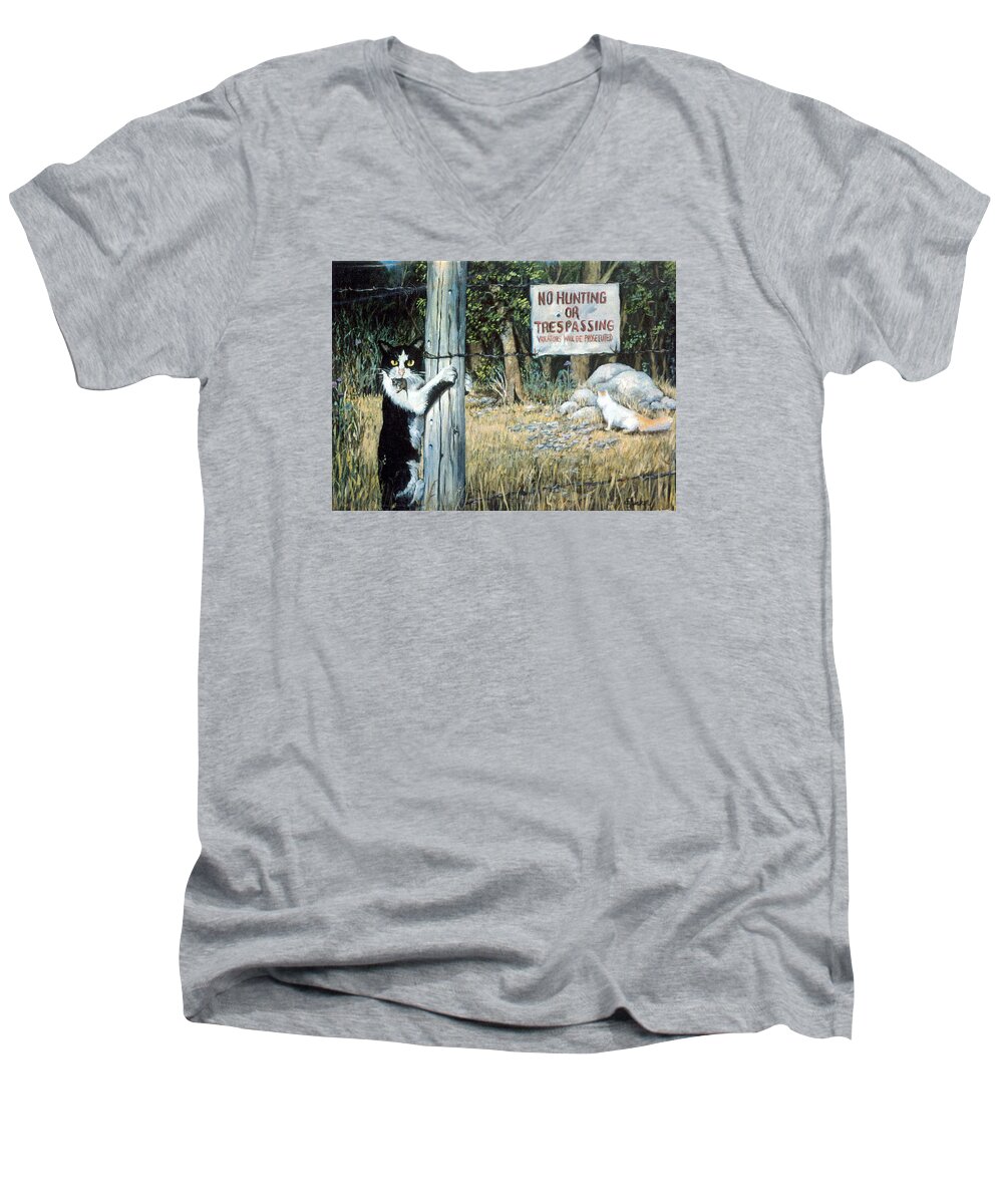 Nature Men's V-Neck T-Shirt featuring the painting More Civil Disobedience by Donna Tucker