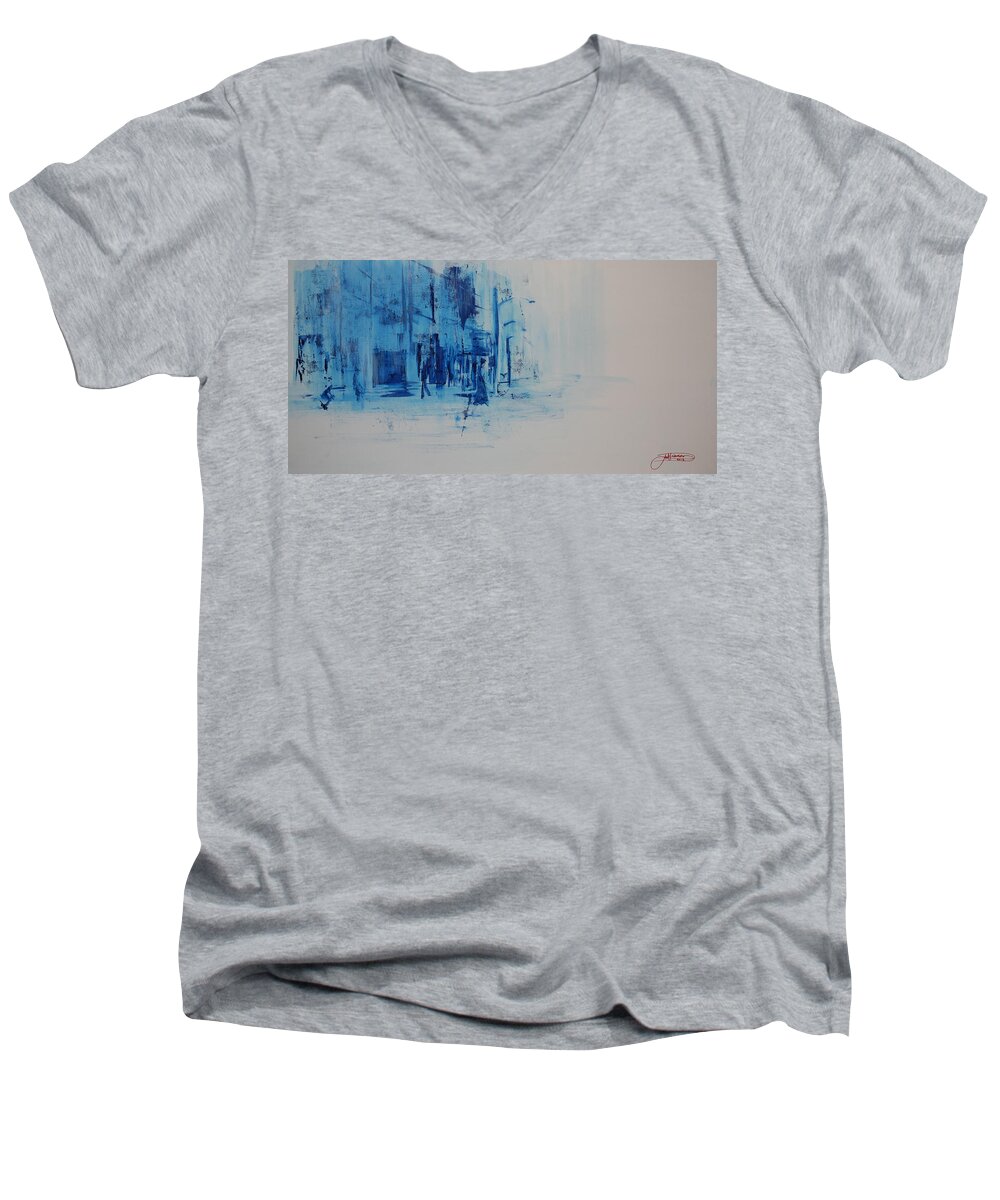 Prints Men's V-Neck T-Shirt featuring the painting Morning In The City by Jack Diamond