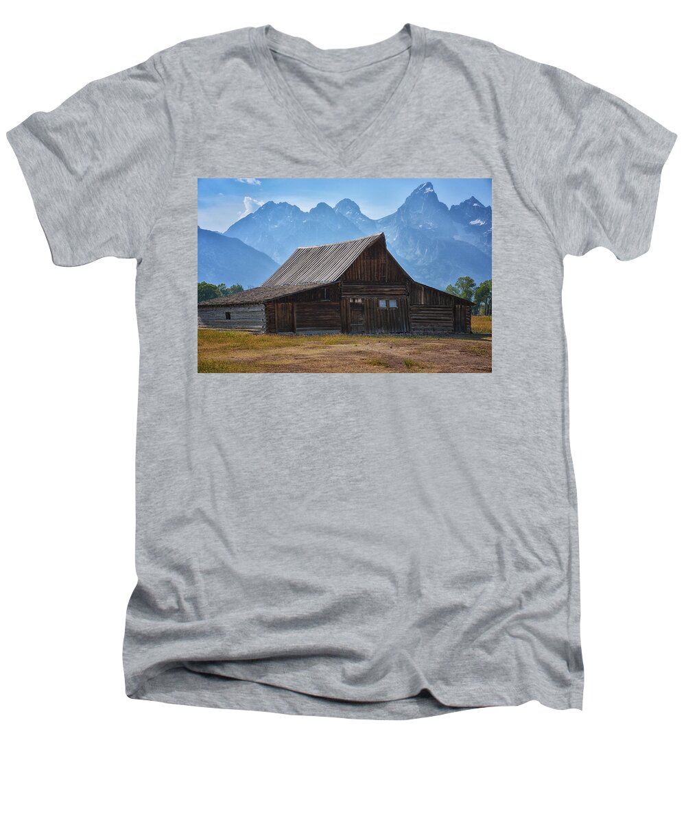 Nature Men's V-Neck T-Shirt featuring the photograph Moulton Barn by Tricia Marchlik