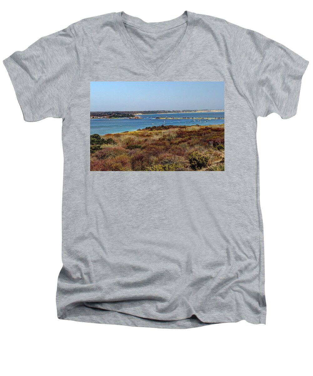 Mudeford Men's V-Neck T-Shirt featuring the photograph Mudeford Harbour by Chris Day