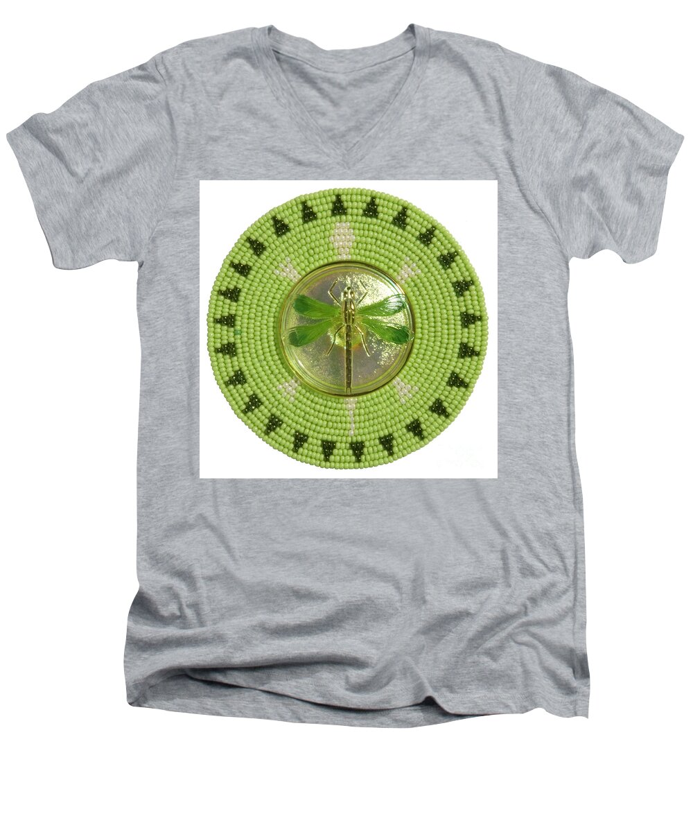 Dragonfly Men's V-Neck T-Shirt featuring the digital art Medallion by Douglas Limon