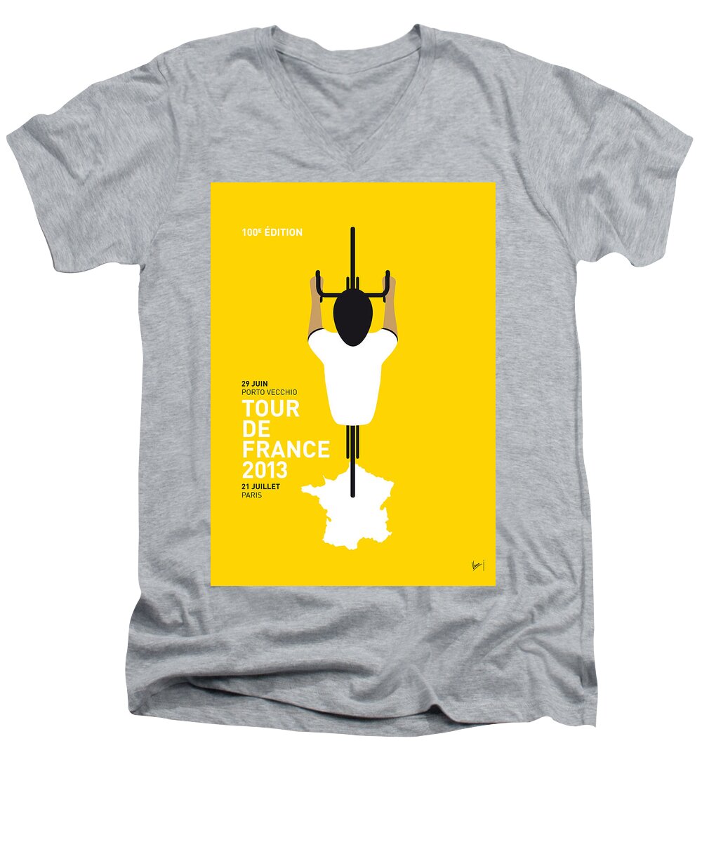 Cycling Men's V-Neck T-Shirt featuring the digital art My Tour De France Minimal Poster by Chungkong Art