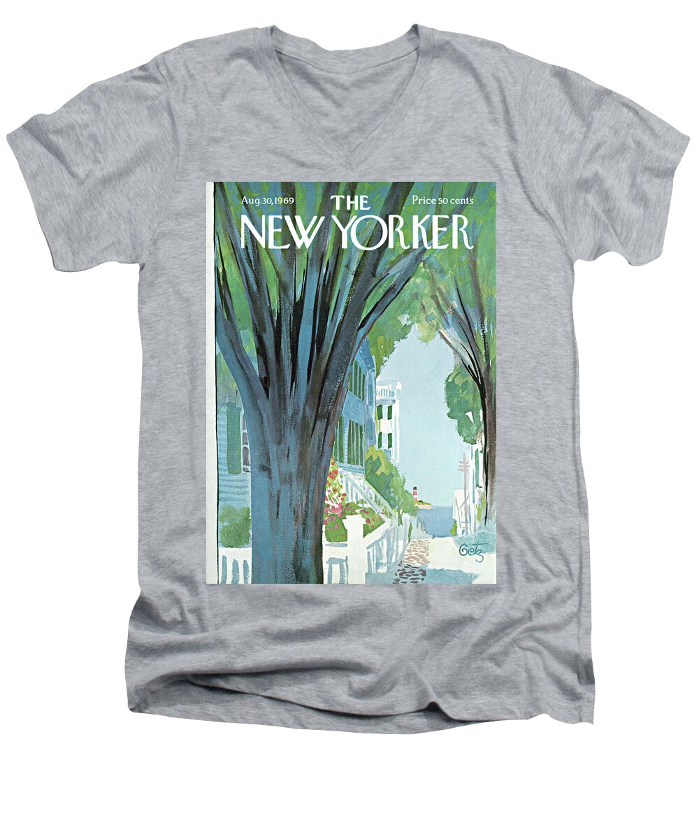 Arthur Getz Agt Men's V-Neck T-Shirt featuring the painting New Yorker August 30th, 1969 by Arthur Getz