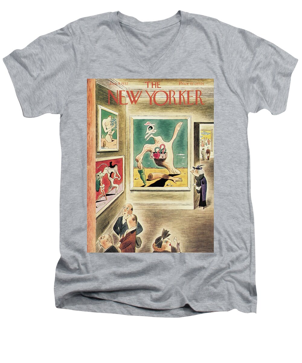 Richard Taylor Rta Men's V-Neck T-Shirt featuring the painting New Yorker January 9, 1937 by Richard Taylor