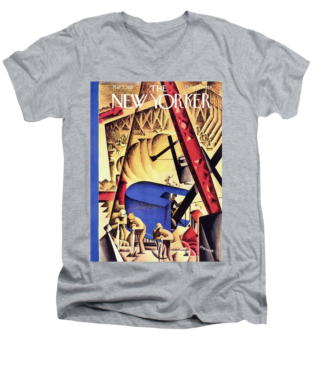 Illustration Men's V-Neck T-Shirt featuring the painting New Yorker May 2 1931 by Theodore G Haupt