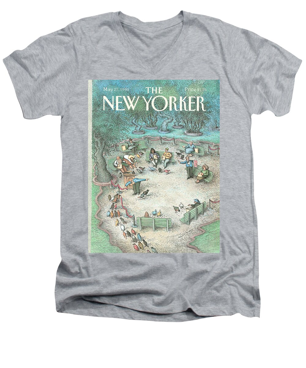 Animals Men's V-Neck T-Shirt featuring the painting New Yorker May 27th, 1991 by John O'Brien