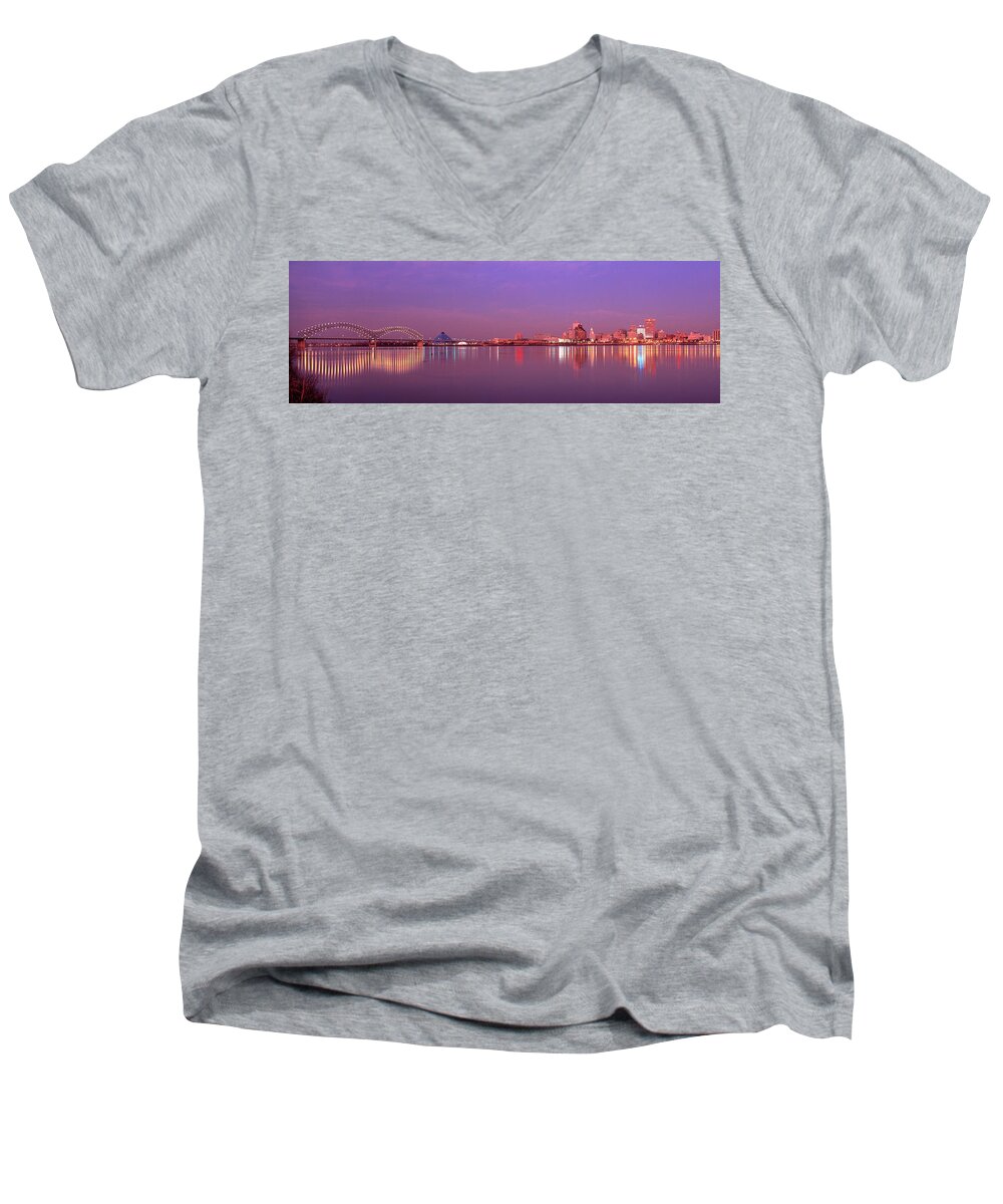 Photography Men's V-Neck T-Shirt featuring the photograph Night Memphis Tn by Panoramic Images