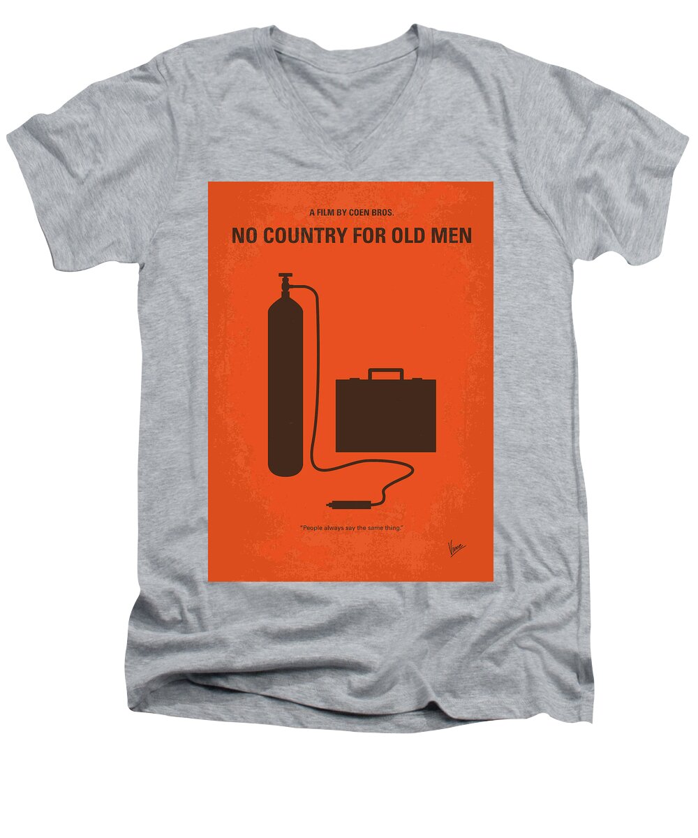 No Country For Old Men Men's V-Neck T-Shirt featuring the digital art No253 My No Country for Old men minimal movie poster by Chungkong Art