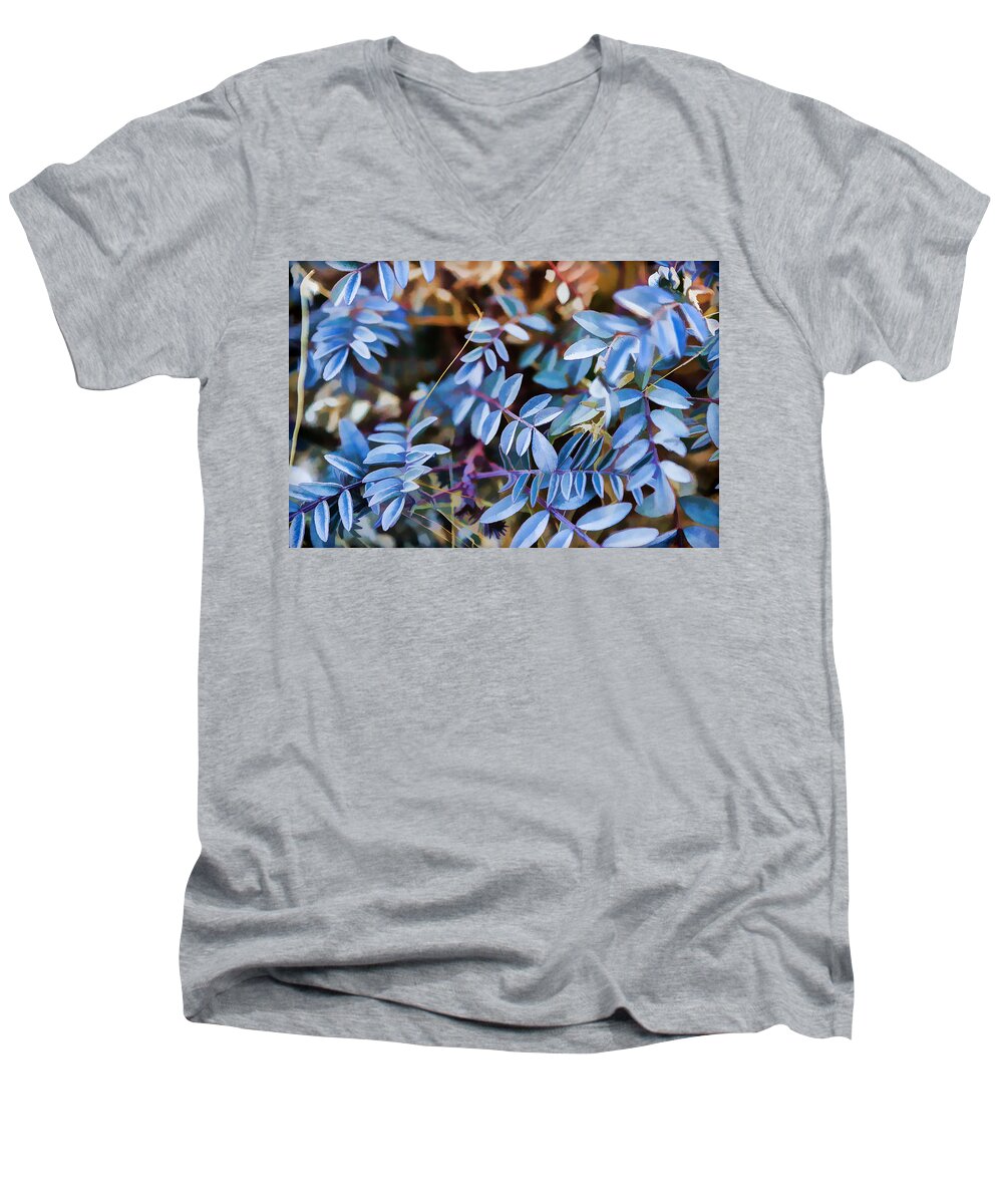 Blue Leaves Men's V-Neck T-Shirt featuring the photograph Now thats blue by Scott Campbell