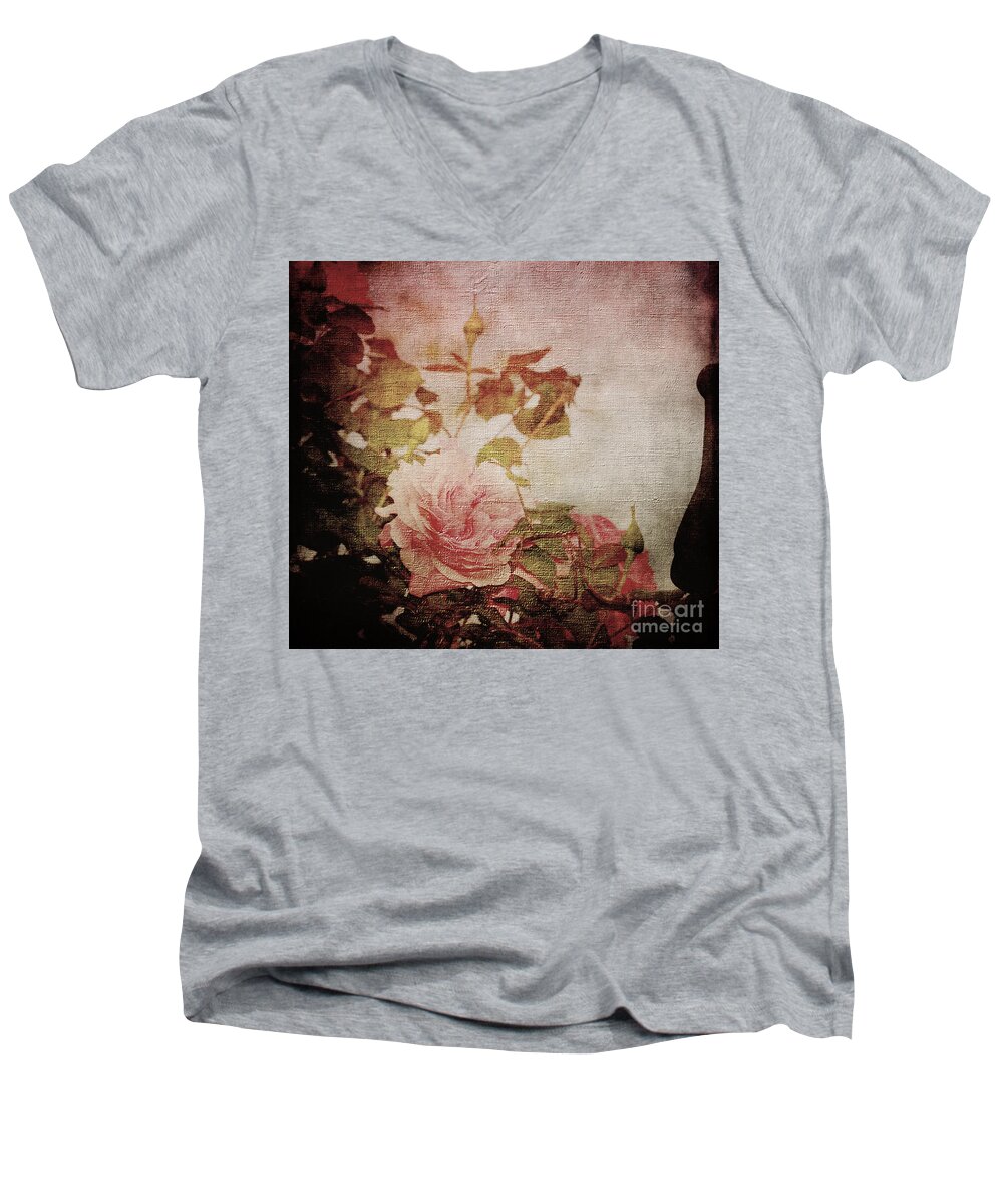 Rose Men's V-Neck T-Shirt featuring the photograph Old Fashion Rose by Judy Wolinsky
