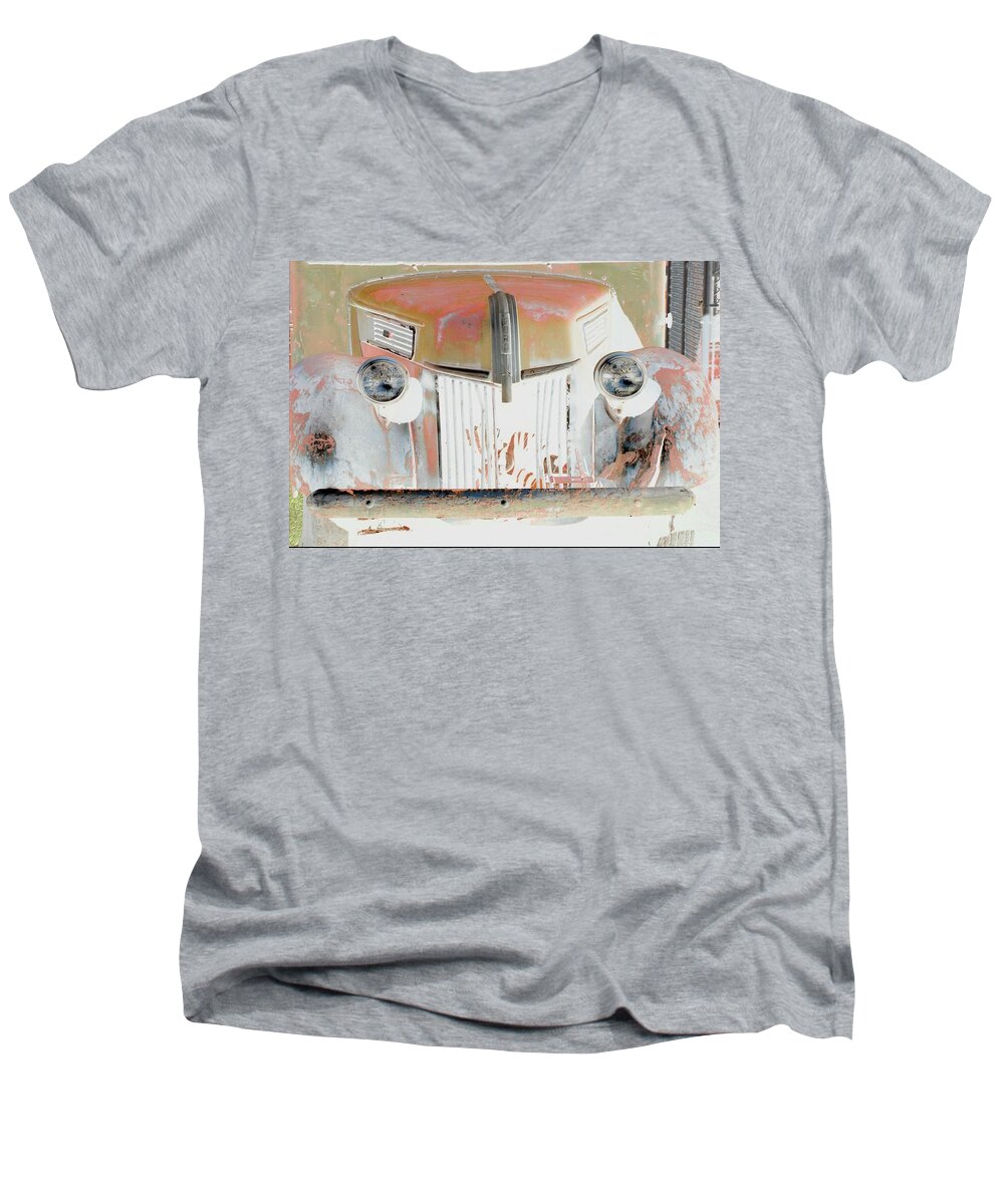 Truck Men's V-Neck T-Shirt featuring the photograph Old Ford Truck - PhotoPower by Pamela Critchlow