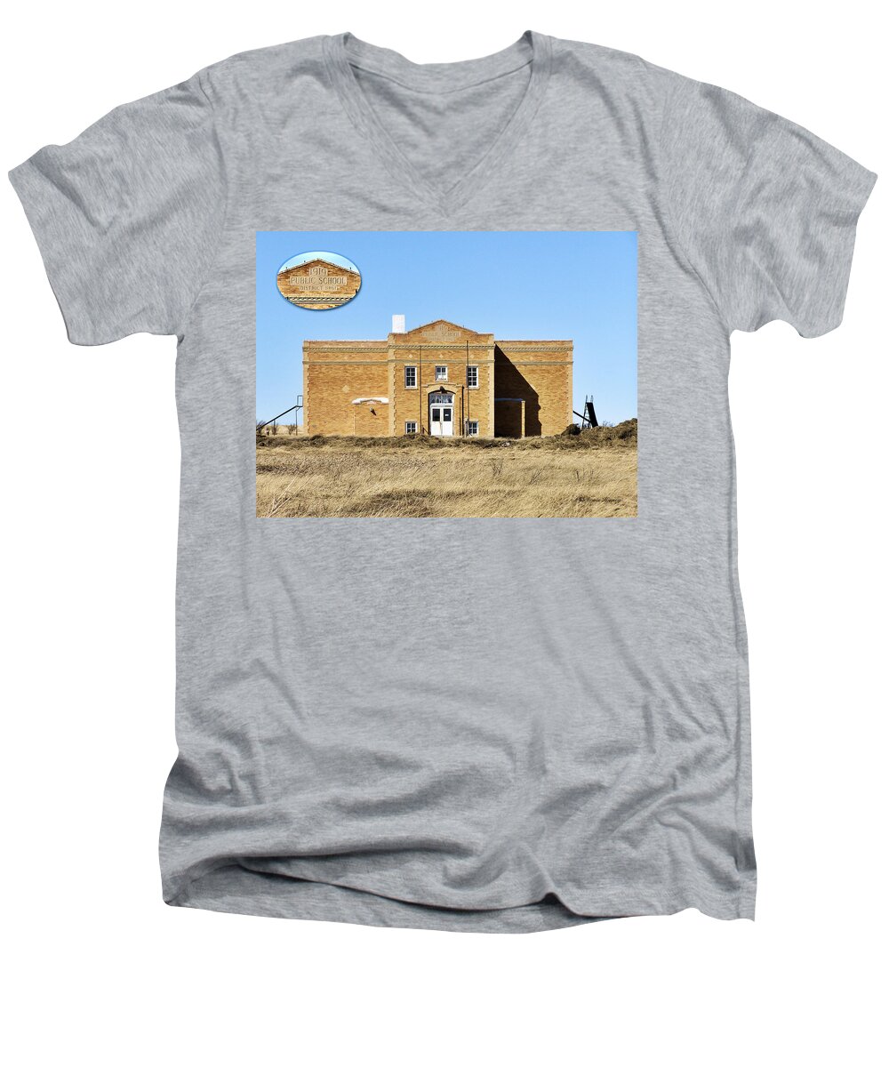 Montana Men's V-Neck T-Shirt featuring the photograph Old School by Susan Kinney