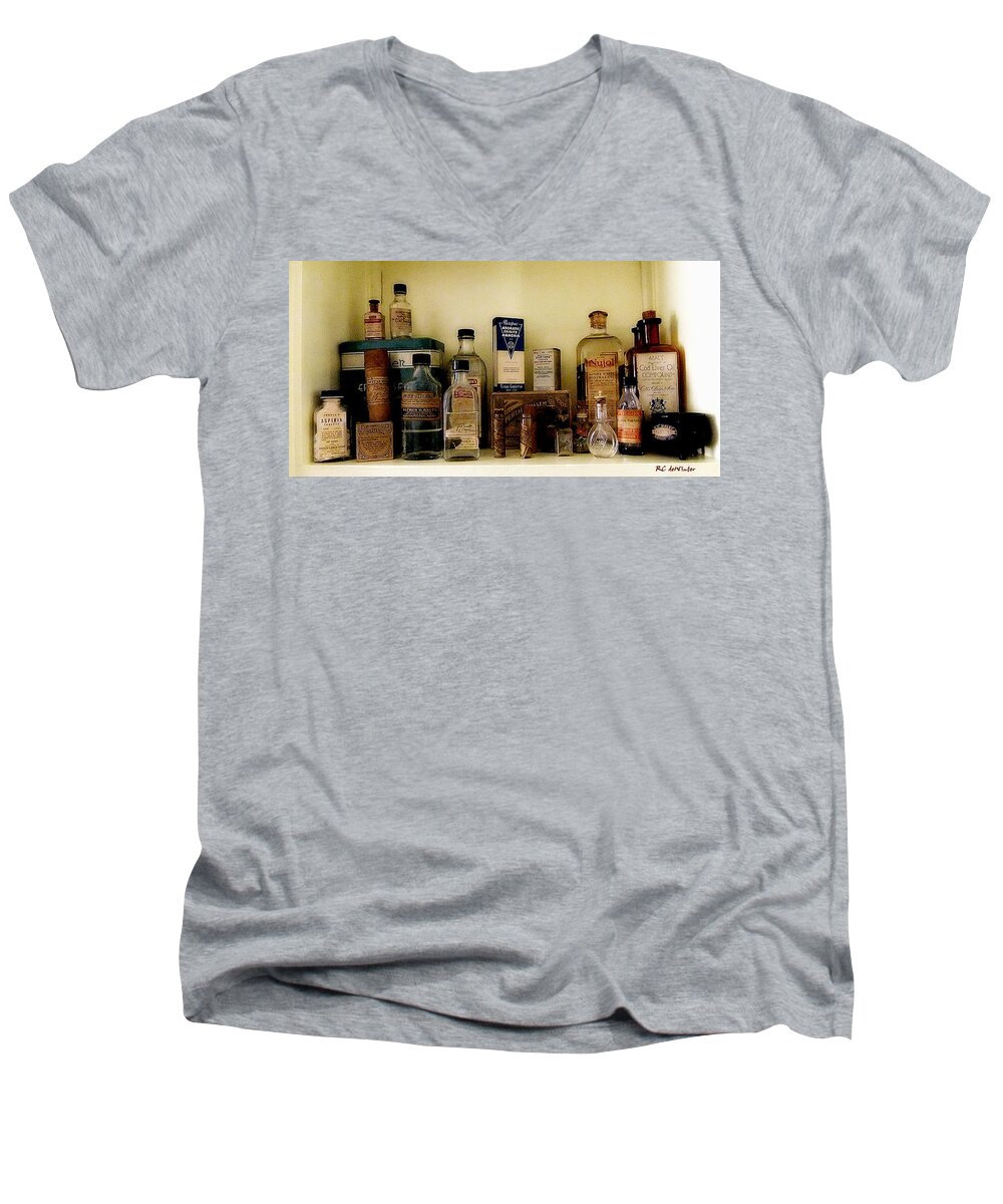 Still Life Men's V-Neck T-Shirt featuring the painting Old-Time Remedies by RC DeWinter