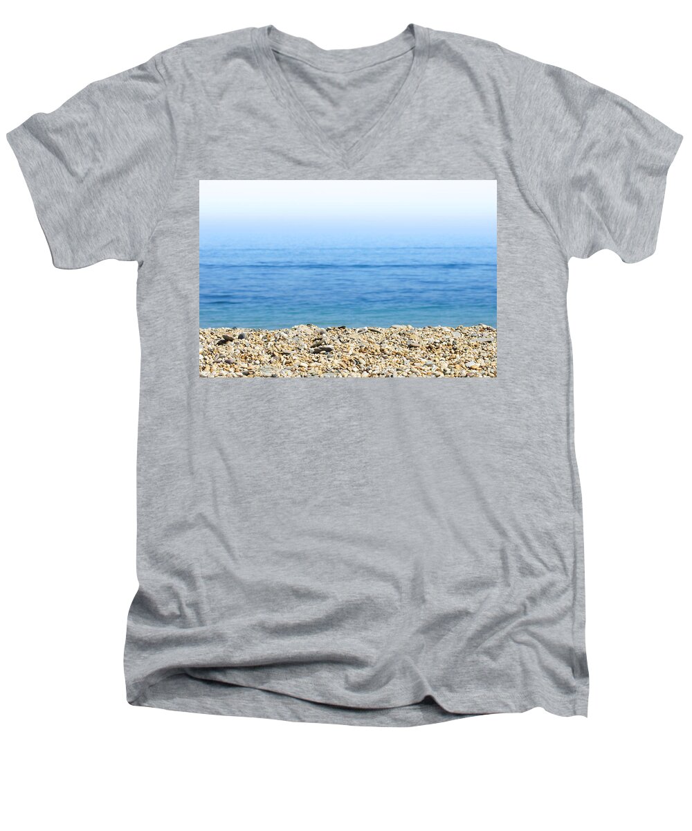 Ocean Men's V-Neck T-Shirt featuring the photograph On the Beach by Chevy Fleet