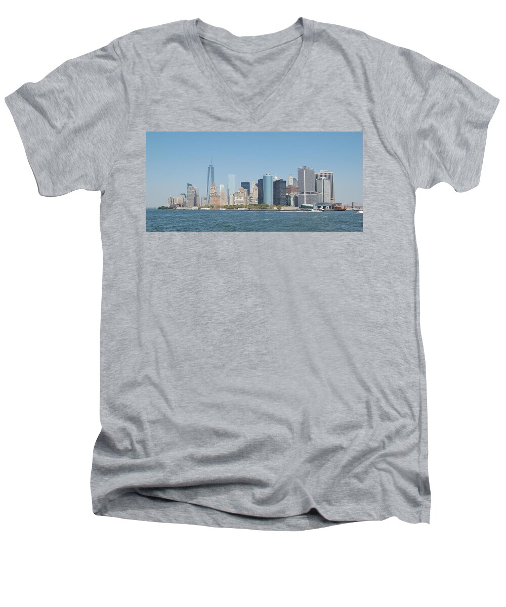 New York City Skyline Men's V-Neck T-Shirt featuring the photograph One World Trade Center by Christopher James