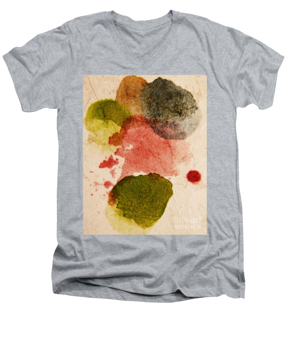 Abstract Men's V-Neck T-Shirt featuring the painting Open heart by Andrea Anderegg