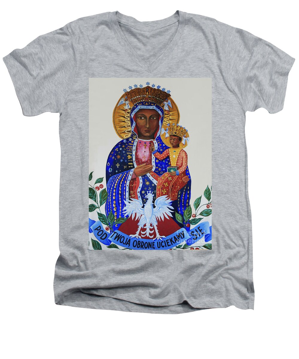 Our Lady. Czestochowa Men's V-Neck T-Shirt featuring the photograph Our Lady of Czestochowa by Barbara McMahon