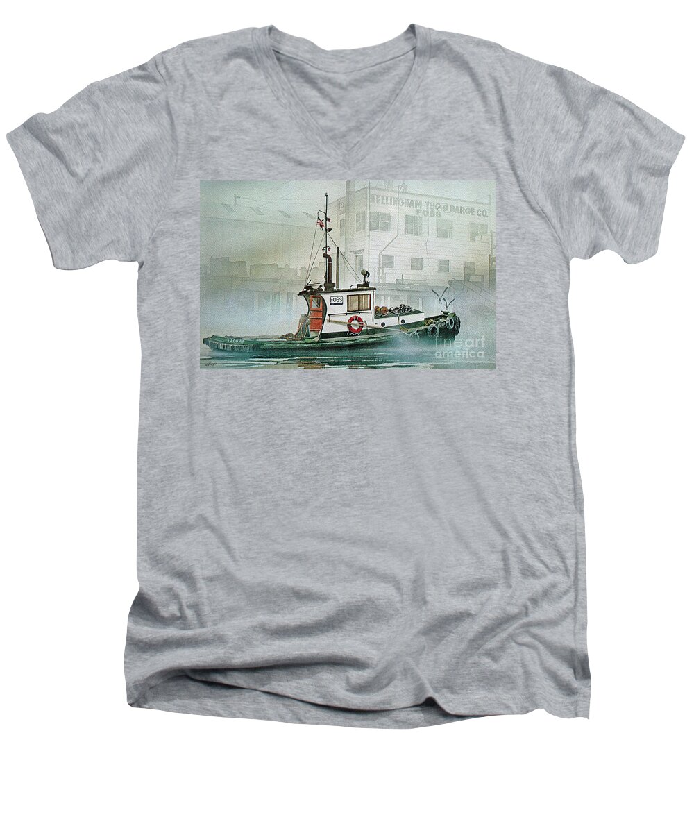 Outport Men's V-Neck T-Shirt featuring the painting Outport by James Williamson