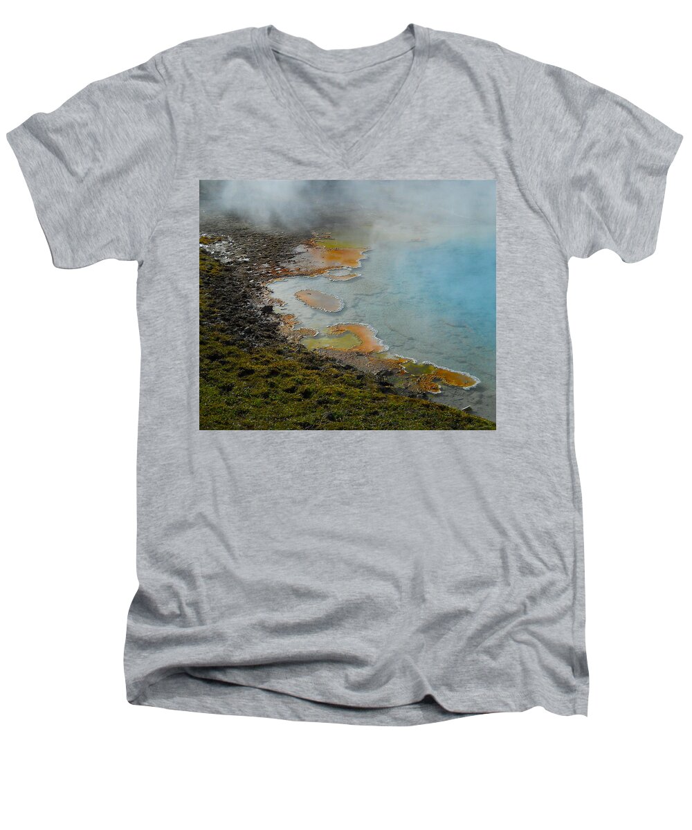 Yellowstone National Park Men's V-Neck T-Shirt featuring the photograph Painted Pool of Yellowstone by Michele Myers