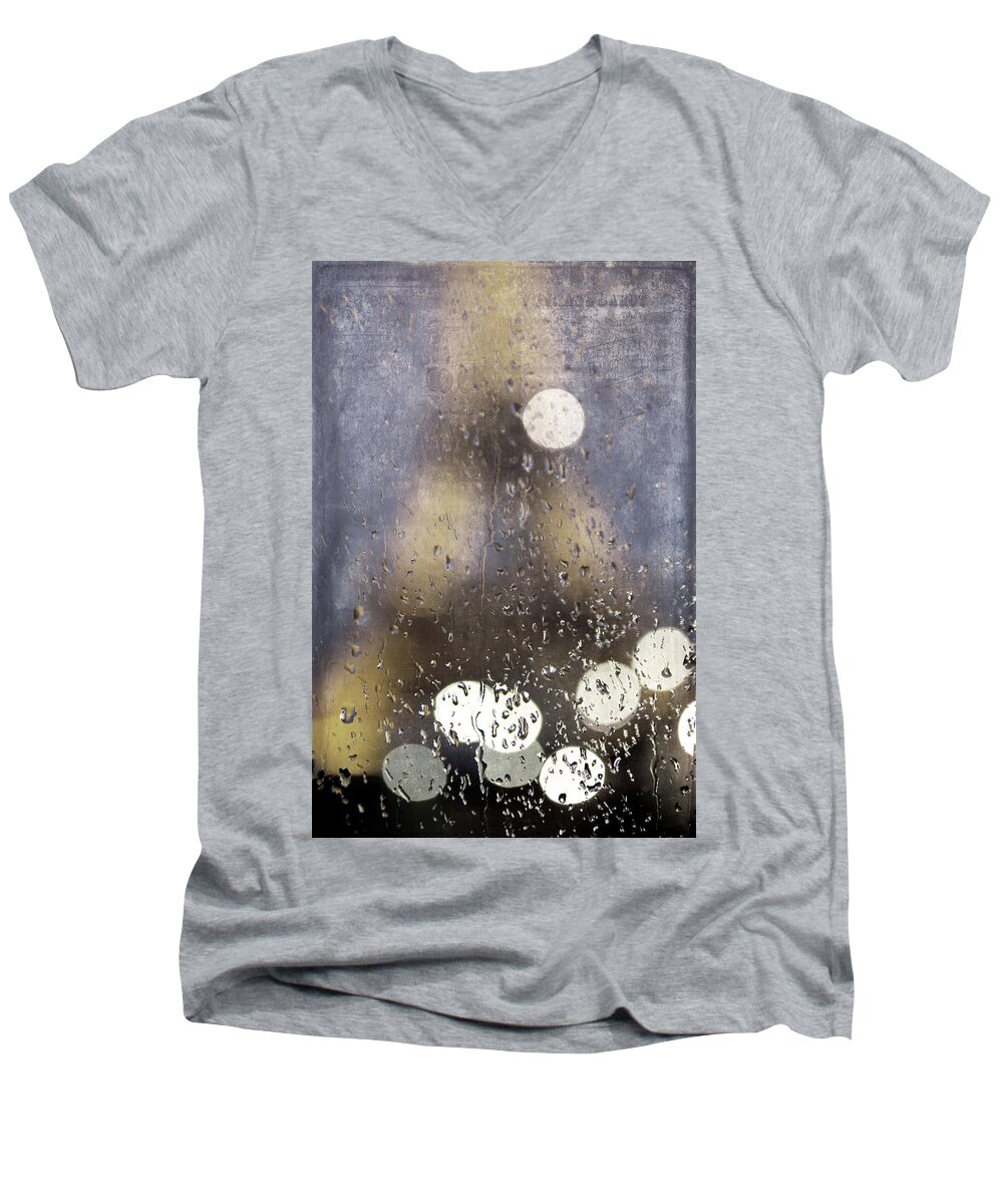 Evie Men's V-Neck T-Shirt featuring the photograph Paris In The Rain by Evie Carrier