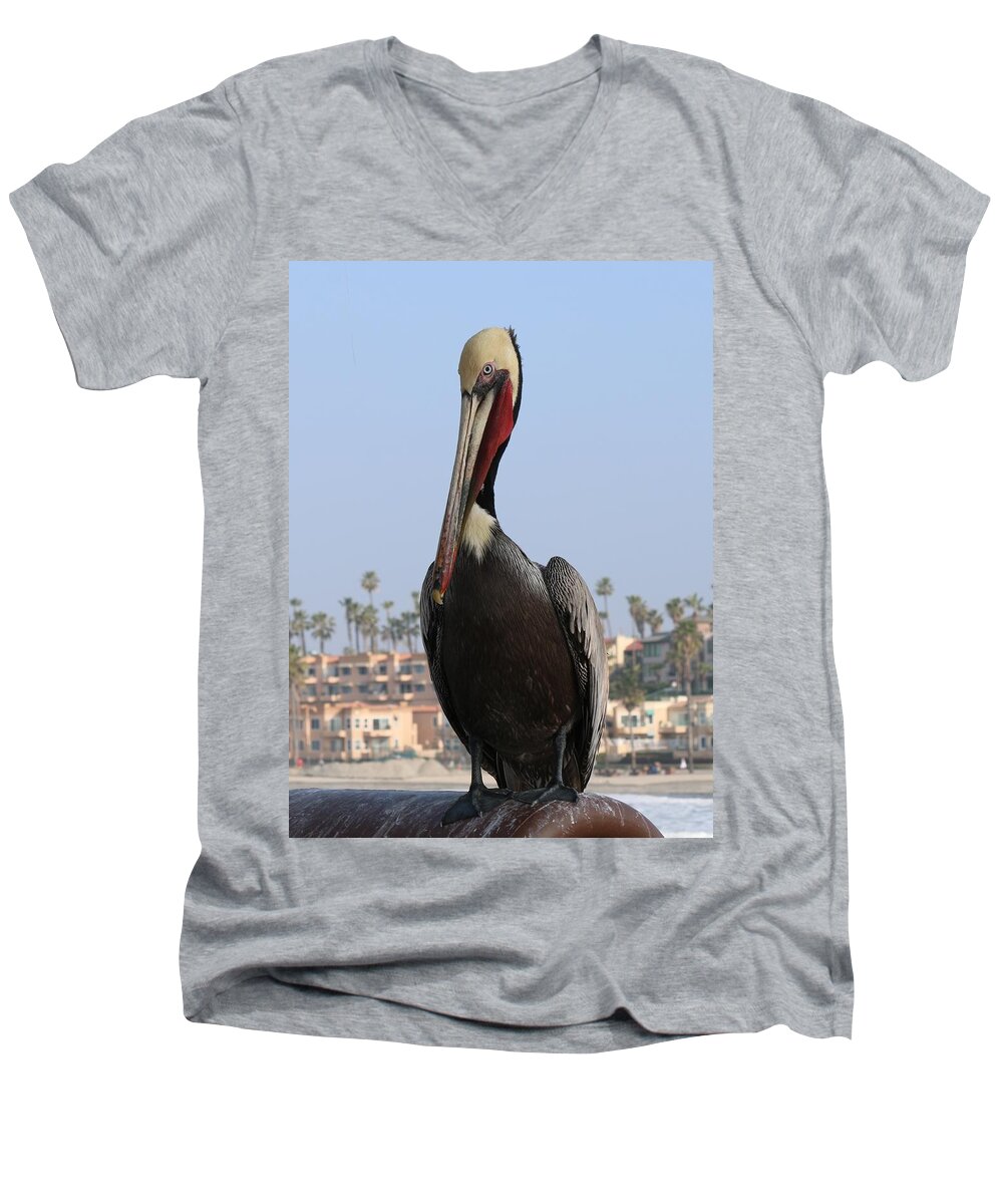 Wild Men's V-Neck T-Shirt featuring the photograph Pelican - 2 by Christy Pooschke