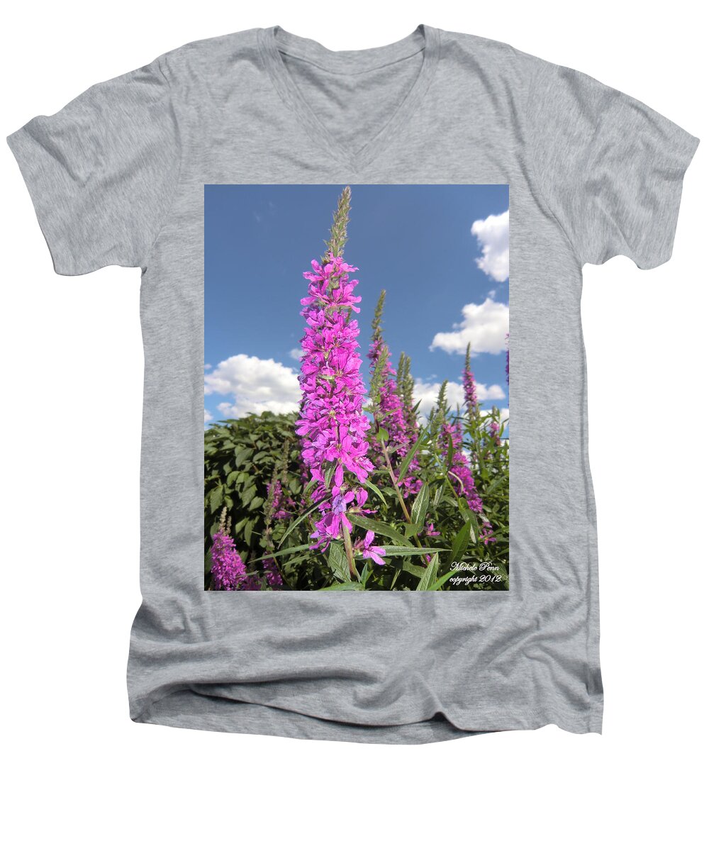 Flower Photograph Men's V-Neck T-Shirt featuring the photograph Pink Brilliance by Michele Penn